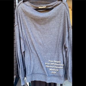 Free People Gray Off-Shoulder Thermal
